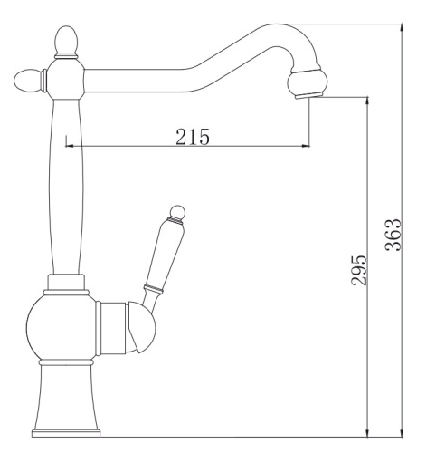 Смеситель KAISER Wood боковой хром (ВИТРИНА)