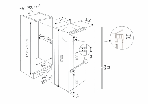 Встраиваемый холодильник KUPPERSBUSCH FKGF 8851.0i