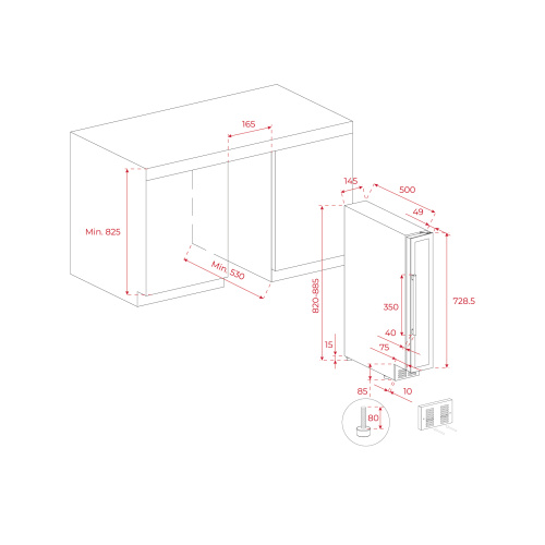 Встраиваемый винный шкаф TEKA RVU 10008 BLACK GLASS